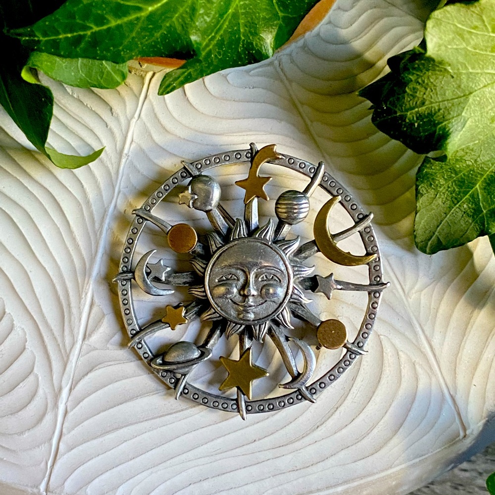 VTG JJ Jonette Jewelry Cosmic Universe Pin Brooch